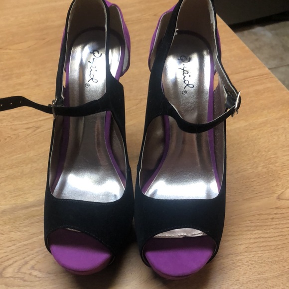 Black & fuchsia heels - Picture 5 of 6